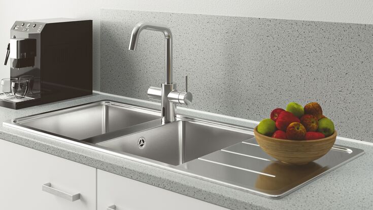 © SCHELL GmbH & Co. KG Die Schell Küchenarmatur in einer weißen Küche.