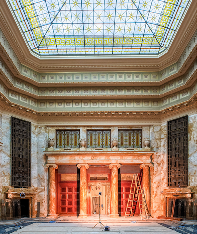 © Robert Tober Das Oktogon mit seinem denkmalgeschützten ornamentierten Glasfeld.