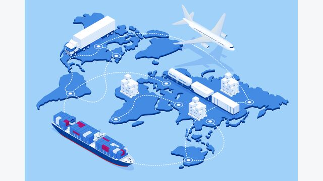 Global logistics network Flat 3d isometric vector illustration Icons set of air cargo trucking rail transportation maritime shipping On-time delivery Vehicles designed to carry large numbers of cargo.