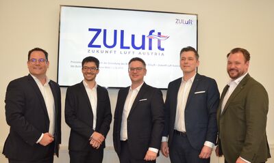 Robert Grellet, Geschäftsführung Walter Bösch, Jürgen Fink, Geschäftsführung drexel und weiss energieeffiziente Haustechniksysteme, Gernot Pichler, Geschäftsführung Pichler, Wolfgang Hucek, Geschäftsführung Trox Austria und Florian Bouchal, Geschäftsführung Wolf Klima- und Heiztechnik
