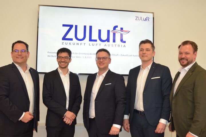 Robert Grellet, Geschäftsführung Walter Bösch, Jürgen Fink, Geschäftsführung drexel und weiss energieeffiziente Haustechniksysteme, Gernot Pichler, Geschäftsführung Pichler, Wolfgang Hucek, Geschäftsführung Trox Austria und Florian Bouchal, Geschäftsführung Wolf Klima- und Heiztechnik