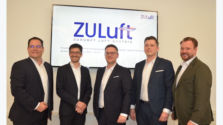 Robert Grellet, Geschäftsführung Walter Bösch, Jürgen Fink, Geschäftsführung drexel und weiss energieeffiziente Haustechniksysteme, Gernot Pichler, Geschäftsführung Pichler, Wolfgang Hucek, Geschäftsführung Trox Austria und Florian Bouchal, Geschäftsführung Wolf Klima- und Heiztechnik