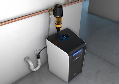 © Hans Sasserath GmbH & Co. KG Als Teil des intelligenten SYR CONNECT Systems kann die NeoSoft Connect Weichwasseranlage mit anderen Geräten wie zum Beispiel dem Trinkwasserfilter DRUFI+ kombiniert werden.