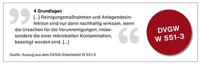 Bild 2: Die Sanierung einer mit Pseudomonas aeruginosa kontaminierten Trinkwasser-Installation sollte immer mit der Ursachenfindung und -beseitigung beginnen. Eine Reinigung und Desinfektion kann anschließend Bestandteil dieser Sanierung sein.