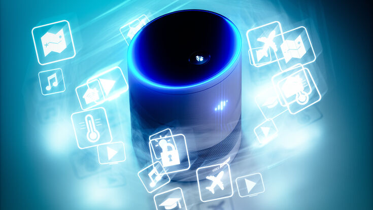 © malp - stock.adobe.com interface response helper virtual activated bluetooth ai intelligence artificial technology concept business machine design science digital iot innovation computer blue industry deep neural network 3d rendering voice assistant recognition streaming device control smart service audio connected hi tech listening microphone speaker wireless interactive to text speech command iva echo home unit equipment artificial intelligence iot voice assistant recognition smart machine learning speaker home interface response helper virtual activated ai technology concept business design science digital innovation computer blue industry deep neural network 3d rendering streaming device control service audio connected hi tech listening microphone wireless interactive to text speech command iva echo unit equipment
