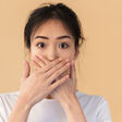 portrait woman isolated asian girl gorgeous attractive standing t-shirt brunette cute female 20s beautiful beige background one studio young closeup indoor chinese korean japanese hands gesture content pleased happy covering mouth fun joyous cheerful secret mute quiet silent calm talk portrait woman isolated asian girl gorgeous attractive standing t-shirt brunette cute female 20s beautiful beige background one studio young closeup indoor chinese korean japanese hands gesture content pleased happy covering mouth fun joyous cheerful secret mute quiet silent calm talk