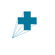 Das Logo der Veranstaltung Technik im Krankenhaus: Ein blaues Kreuz.