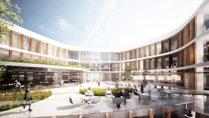 © Health Team Vienna Panoramafoto Gebäuderendering Südispol Luxemburg