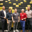 Die Speaker bei „Building the Future“: Matthias Mayr, Drees & Sommer Österreich, Christof Löffler, EPEA part of Drees & Sommer in Österreich, Daniel Höller, qapture, Otto Eichler EOTEC und Hannes Asmera, Drees & Sommer Österreich (v.l.n.r.)
