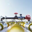 Gas tap with pipeline system at natural gas station. Industry