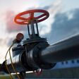 Gas tap with pipeline system at natural gas station. Industry