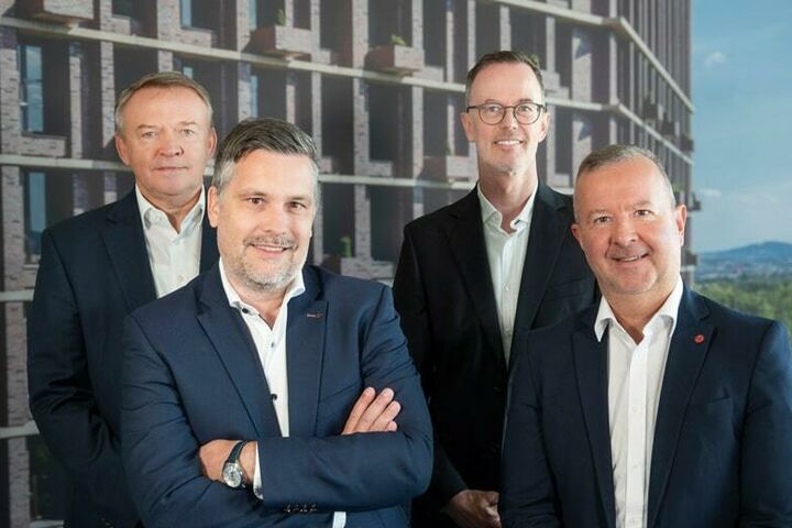 Das neue Management-Team von Wienerberger und Pipelife in Österreich: Johann Marchner, Country Managing Director, Markus Blumauer, Frank Schneider, Country Commercial Director, und Stefan Steinlechner (v.l.n.r.)