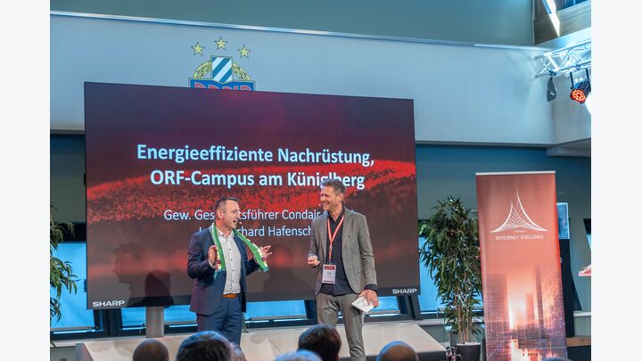 Gerhard Hafenscher, Condair, sprach über die energieeffizienten Luftbefeuchtung mit adiabatischen Lösungen im neuen Medien-Campus des ORF am Küniglberg.