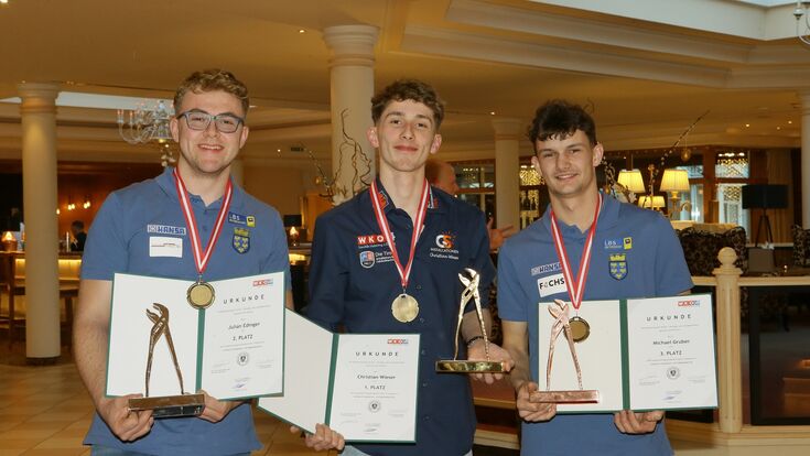 Die Gewinner des Bundeslehrlingswettbewerbs 2025: Julian Edinger, Christian Wieser und Michael Gruber (v.l.n.r.)
