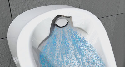 © Geberit Der patentierte Spülverteiler sorgt für eine gleichmäßige Wasserverteilung und eine hygienische Spülung.