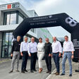 Eröffnungsfeier mit Pejo Matijasevic, Standortleiter Hub Wien Nord, Johannes Huber- Grabenwarter, geschäftsführender Gesellschafter Odörfer Haustechnik, Bernhard Weber, Vertriebsleiter Odörfer Haustechnik Wr. Neustadt, Moderatorin Barbara Karlich, Martin Szeidl, geschäftsführender Gesellschafter GC Gebäudetechnik, Hans-Peter Moser, geschäftsführender Gesellschafter GC-Gruppe Österreich, und Dietmar Ebner, Logistikleiter GC-Gruppe Österreich (v.l.n.r.)