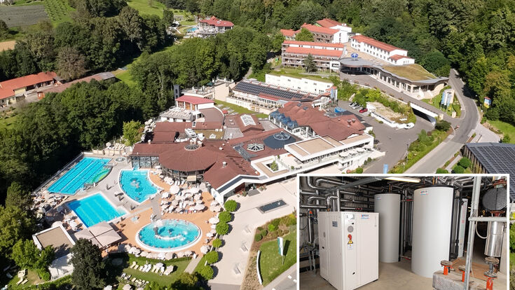 Vier Powerlink-Schichtenspeicher stellen den gesamten Warmwasserbedarf im Quellenhotel Waltersdorf sicher.