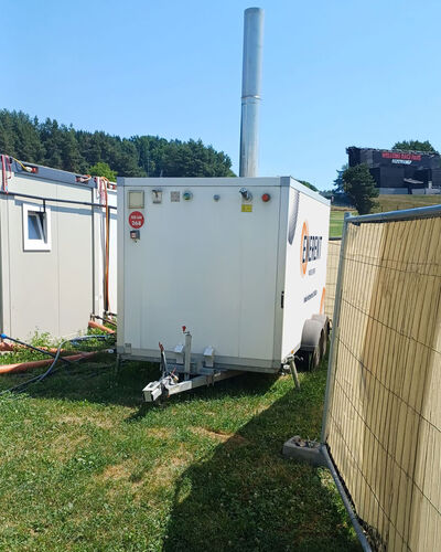 Die mobile Heizzentrale im Einsatz am Rennwochenende in Spielberg.