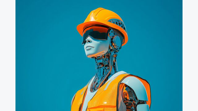 robot, construction, worker, hard hat, safety, high-visibility, vest, futuristic, ai, robotics, engineering, technology, industrial, automation, humanoid, blue background, portrait, safety gear, artificial intelligence, machinery, protective, engineering concept, digital assistant, orange, helmet, labor, mechanical, futuristic worker, tech, cybernetic, high-tech, construction industry, industry, innovative, design, robot assistant, cyber security, sci-fi, human-robot, digital, advanced, futuristic technology, construction site, industry robot, innovation tech, robot engineering, industrial automation