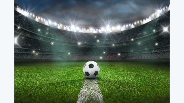 textured soccer game field with neon fog - center, midfield