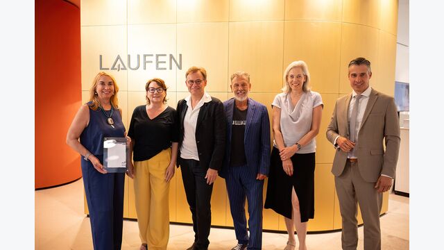 Wegbegleiter*innen und Freund*innen von Sabina Durdik haben den Preis ihr zu Ehren ins Leben gerufen: Barbara Ludwig (Hotel Beethoven), Christa Stürzlinger (studioCS), Christian Prasser (cp-architektur), Michael Heine (Konzept und Design), Christine Schwaiger (NDU), Christian Schäfer (Laufen Österreich) (v.l.n.r.)