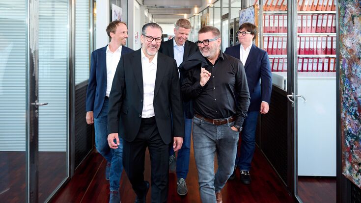 Die Geschäftsführer der KPPK Ziviltechniker GmbH: Christian Lackner, Ralf Staadt, Harald Pönninger, Klaus Petraschka und Roman Flores Espinoza (v.l.n.r.)
