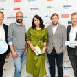 Veranstalter Johannes Huber-Grabenwarter, Robert Charuza von Ikea Österreich, Moderatorin Sandra Suppan, Lars Krückeberg von Graft und Veranstalter Robert Pichler (v.l.n.r.)