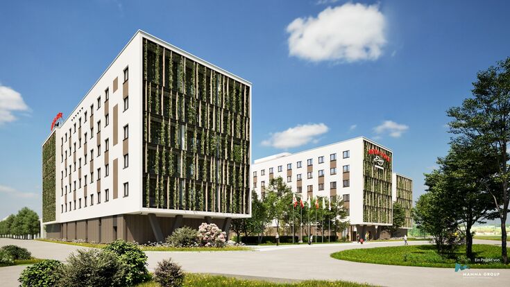 Mit 510 Zimmern entsteht in der Airport City am Flughafen Schwechat künftig eines der größten Hotels in Europa in Holzbauweise.