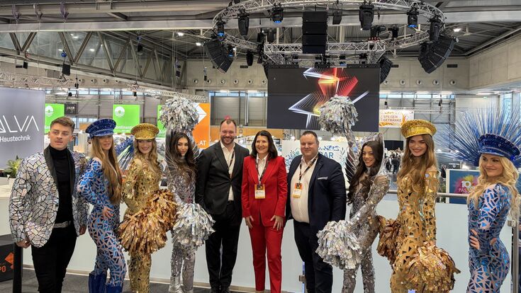 Der Frauenthal Handel-Vorstand mit Florian Bouchal, Vorstandsvorsitzender Erika Hochrieser und Robert Just beim Auftakt der Hausmesse (v.l.n.r.)