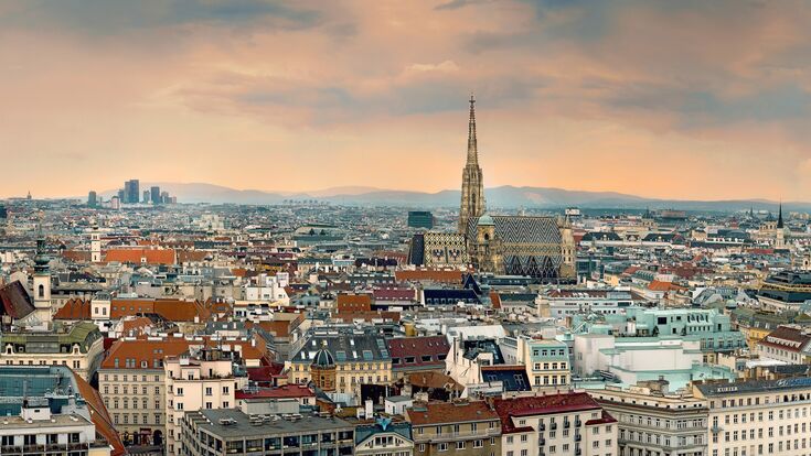 vienna, austria, city, panoramic, view, dramatic, st. stephans cathedral, overview