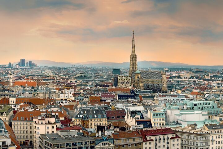 vienna, austria, city, panoramic, view, dramatic, st. stephans cathedral, overview