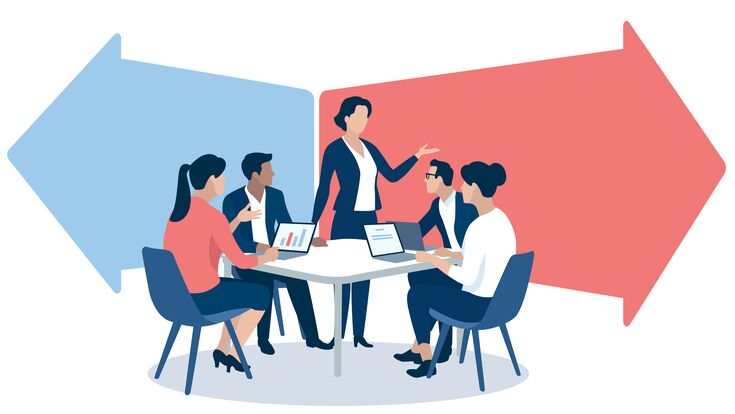 business, team, success, project, direction, meeting, discussion, strategy, teamwork, leader, speak, company, concept, profit, progress, trade, professional, people, organization, office, finance, opportunity, economy, plan, illustration, manager, graph, assistance, corporate, work, woman, management, businessman, vector, flat