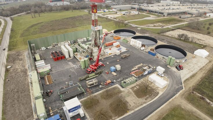 Bohrplatz für die Tiefengeothermie-Anlage Aspern