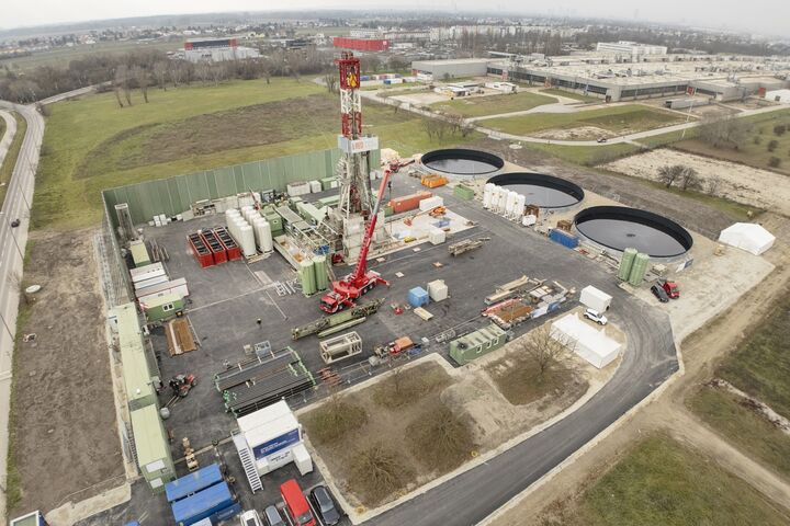 Bohrplatz für die Tiefengeothermie-Anlage Aspern